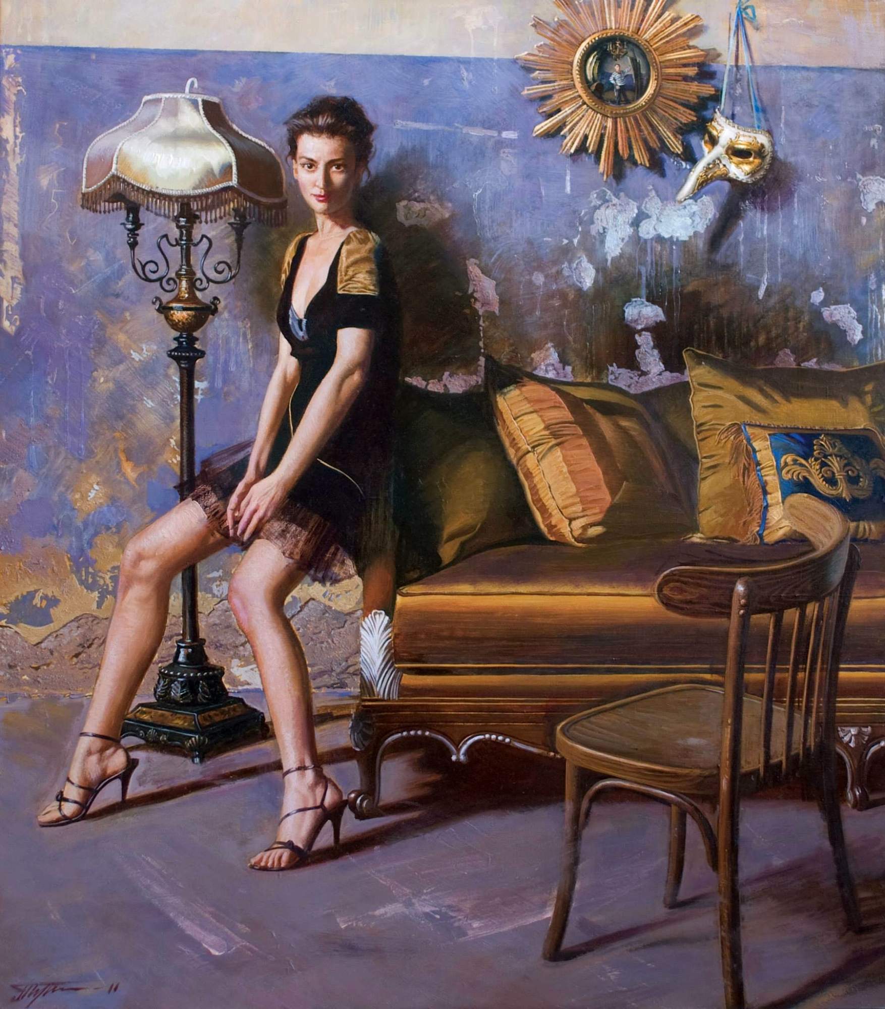 Model and artist, oil on canvas, 40.16"h x35.43"w (102x90cm), 2011