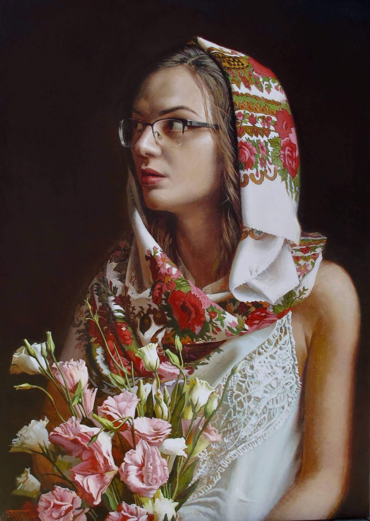 Nastya, oil on canvas, 27.56"h x19.69"w (70x50cm), 2019