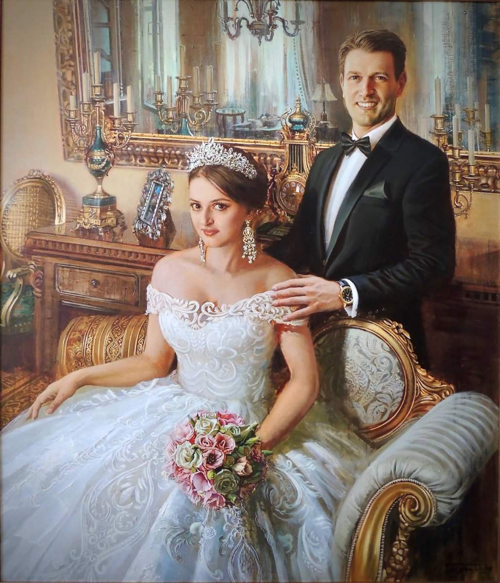 Sasa and Olya, oil on canvas, 35.43"h x43.31"w (90x110cm), 2019