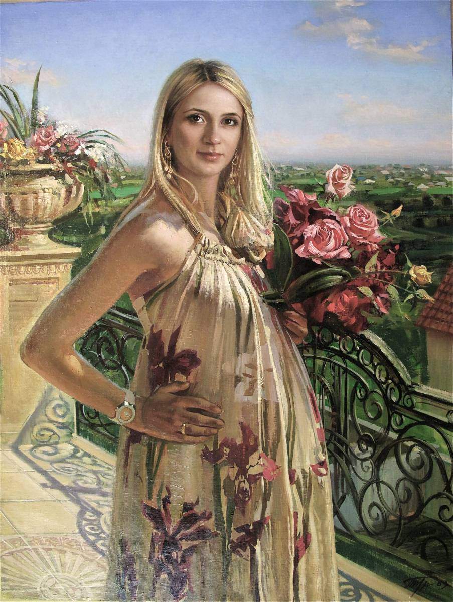 In anticipation (a portrait of Victoria), oil on canvas, 43.31"h x31.5"w (110x80cm), 2009